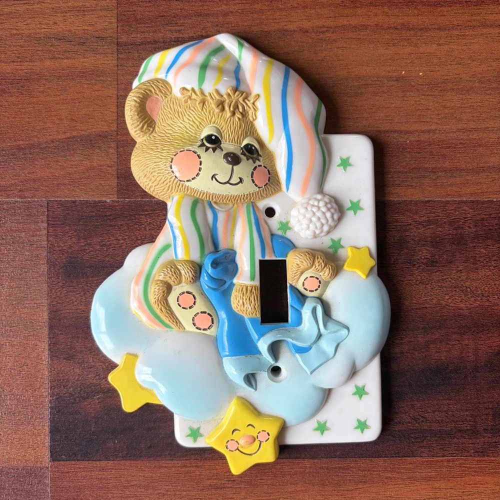 Vintage Morgan Inc Teddy Beddy Bear Light Switch Cover 1980s Nursery Wall Plate